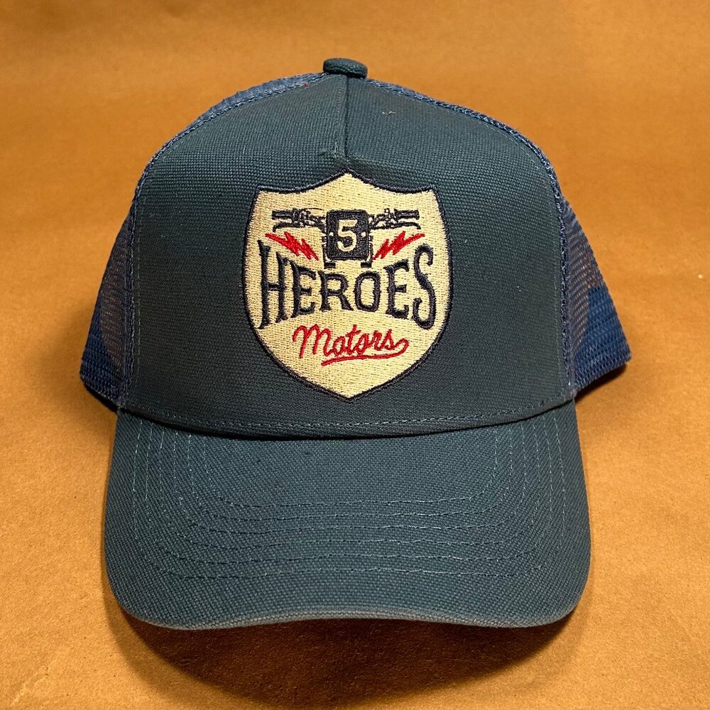 Heroes Motors Blason Blue Denim Trucker Hat/Cap, New!